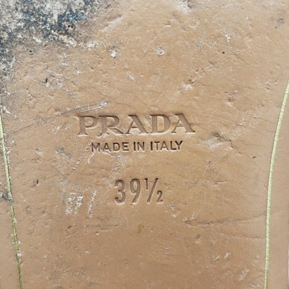Prada Saffiano Bow Sandals White, Tan & Gold Size 39.5 - Picture 9 of 9